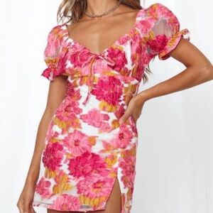 Floral Puff Sleeve Mini Dress